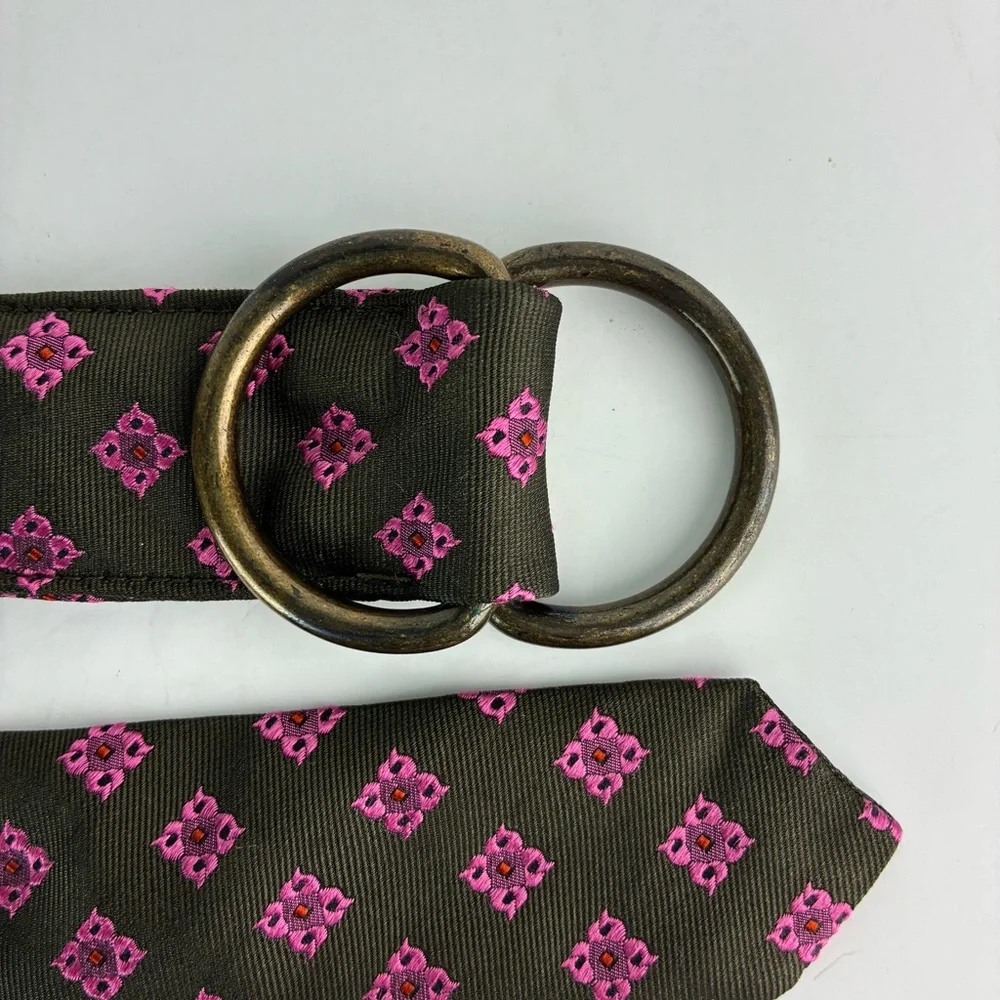 J. Crew women’s Ribbon Belt Brown Pink 100% Silk Size Small Medium - Picture 5 of 6